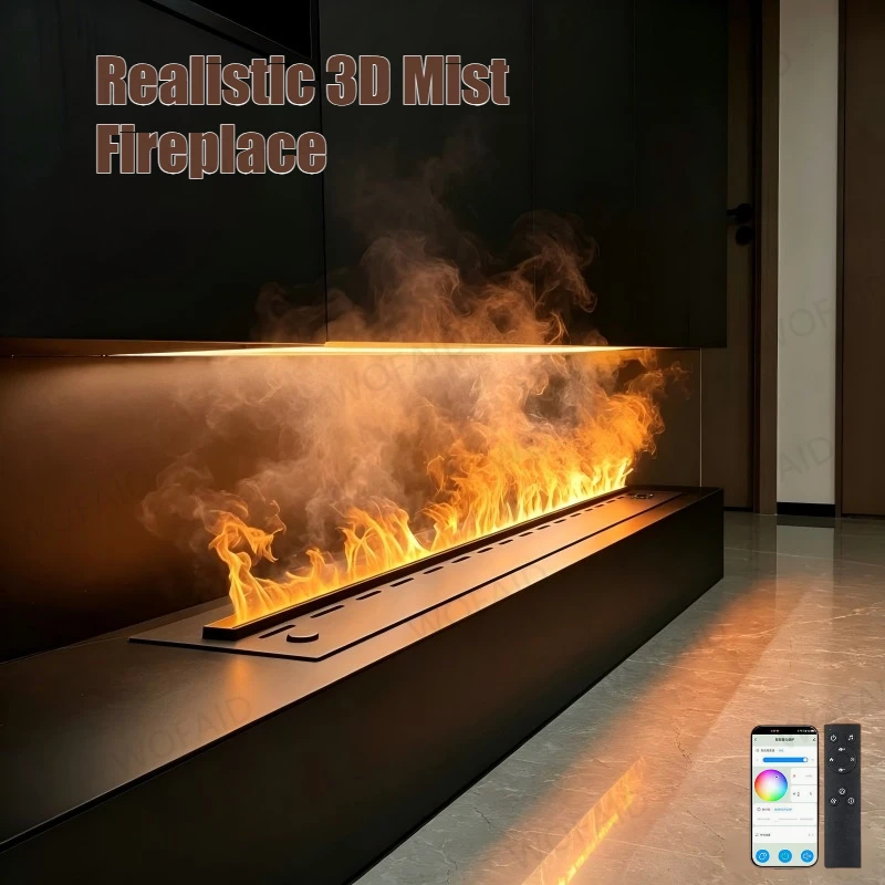 

Colorful Steam Flame Fireplace Water Vapor 3D Fire with Warm Amber to Cool Blue effect fireplace mist technology firebox firepit