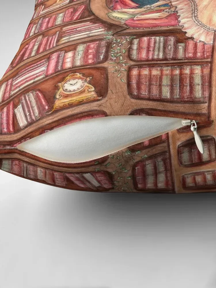 Book nook - Book lover girl reading in a library Throw Pillow Christmas Covers For Cushions Sofa Covers pillow