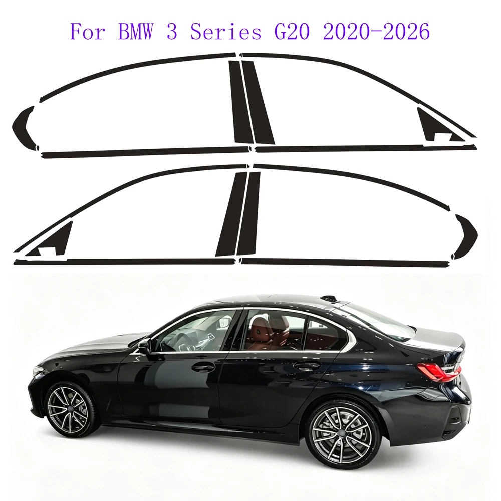 For BMW 3 Series G20 2020-2026 Sedan Window Chrome Delete Blackout ABC Pillars Glossy Black Stickers