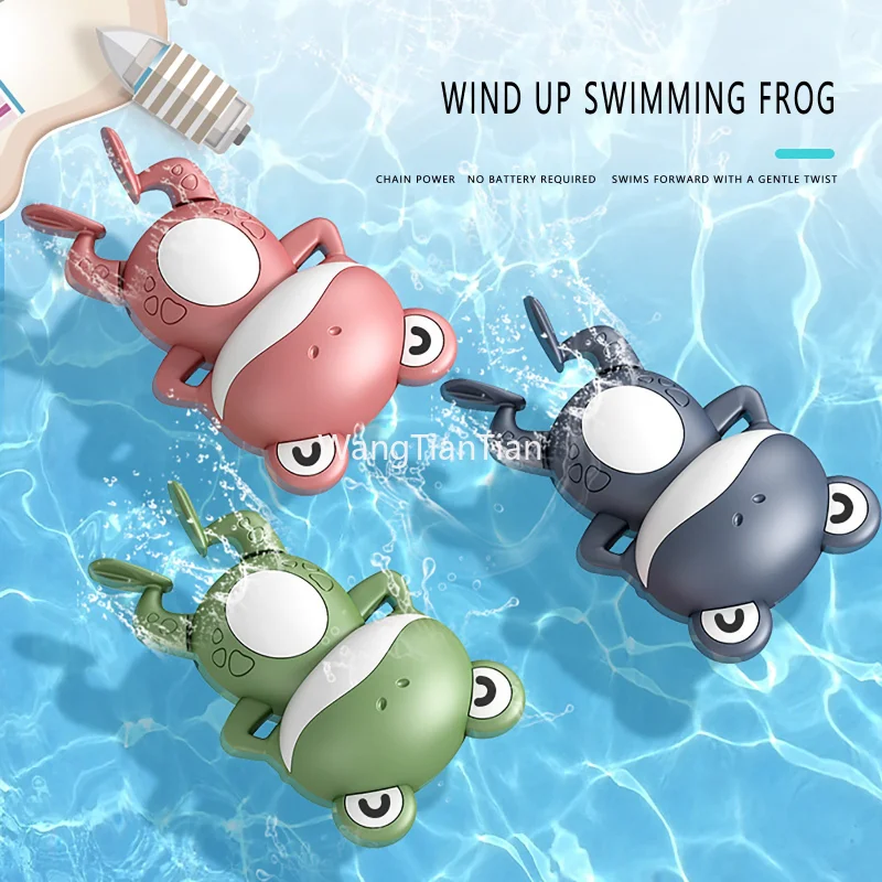 

Cartoon Baby Bathing Toy Children Playing in Water Clockwork Swimming Frog Toy New Baby Bath Swimming Bath Toy for Kids