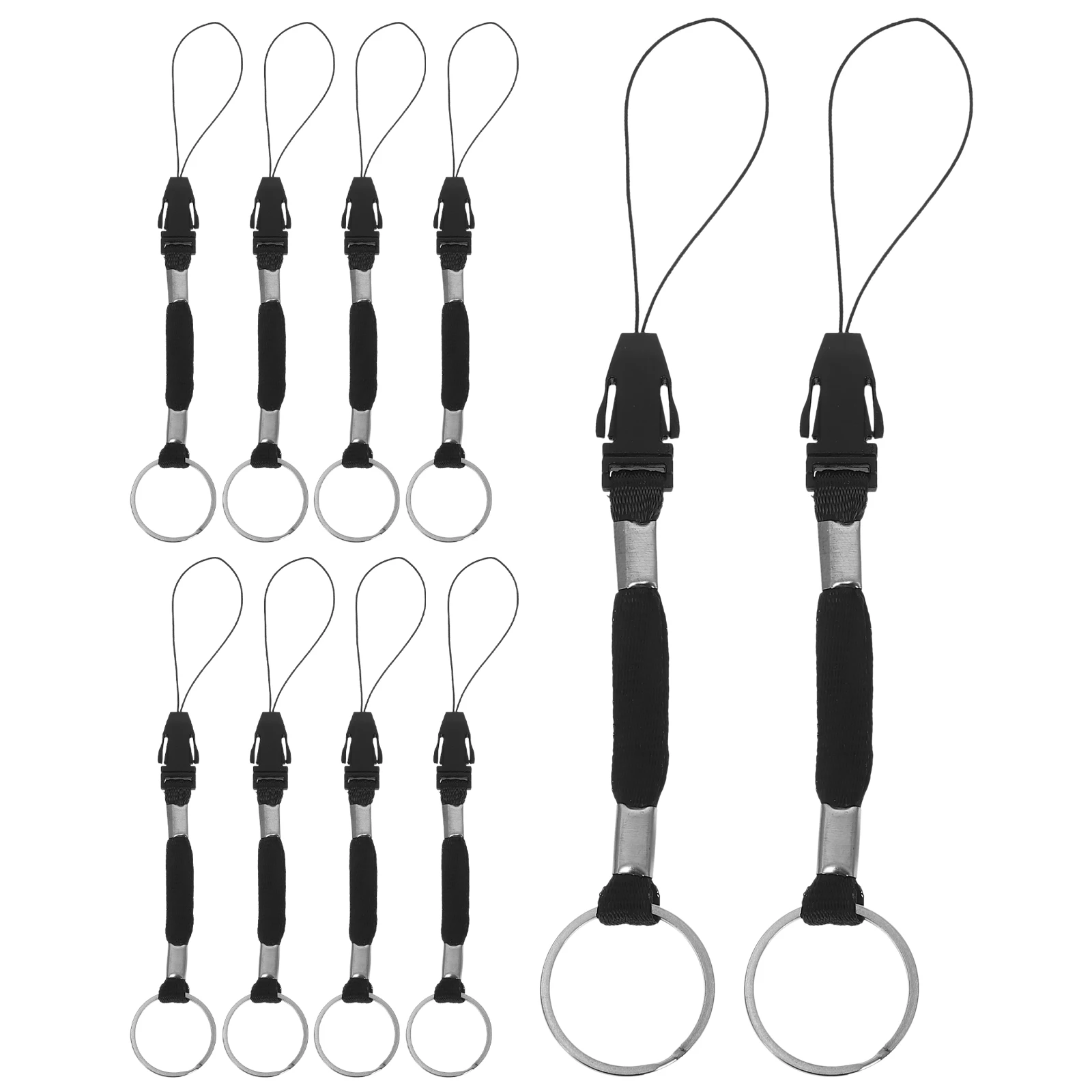 

10pcs Black Lanyard Lightweight Durable Flashlight Tail Phone Strap Detachable Nylon Electronics Accessorie Gifts