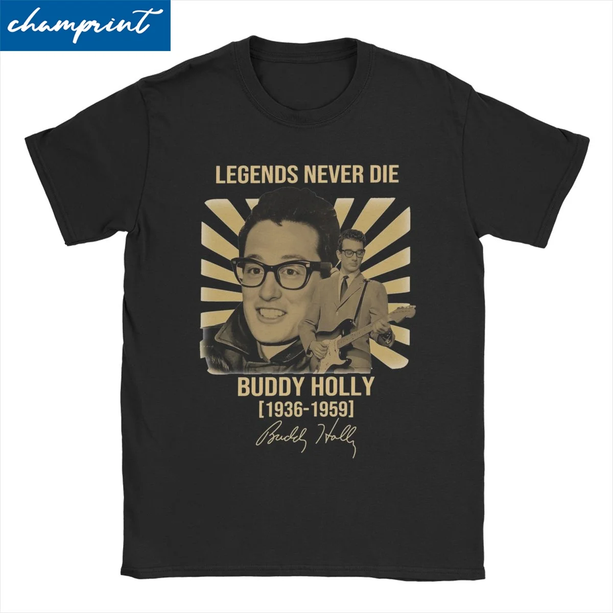 Buddy Holly Rapper T Shirt Men Women Pure Cotton Humorous T-Shirt Crew Neck Rock Tee Shirt Short Sleeve Tops Summer