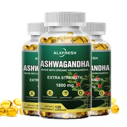 Alxfresh Pure Organic Ashwagandha Root Extract Capsule 1800mg Supplement Help Stress, Focus, Brain, Energy Support Sleep Health