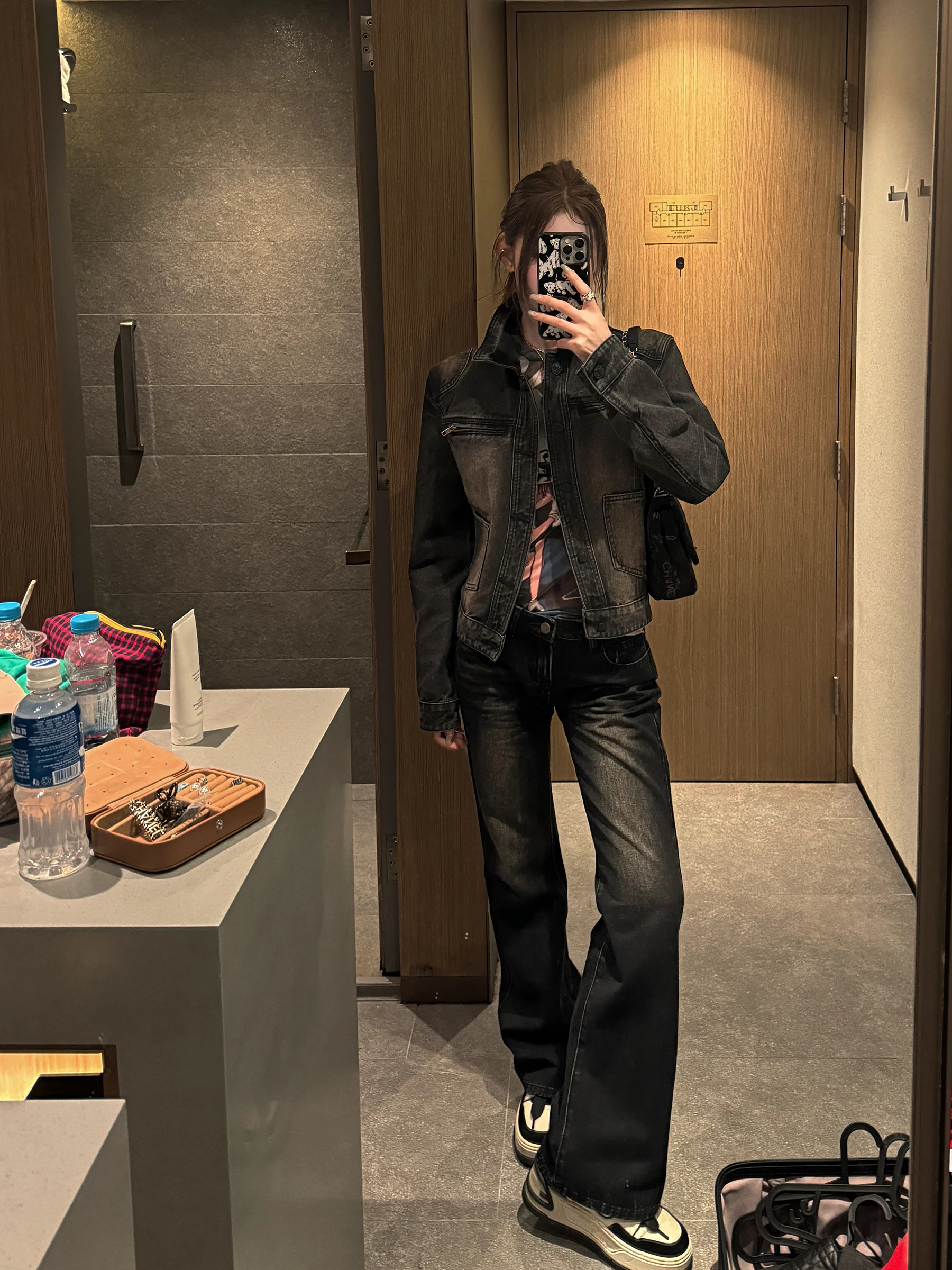 

Tongiiuu винтажные прямые утягивающие джинсы High Street, женские свободные широкие длинные брюки, осень-весна с низкой талией