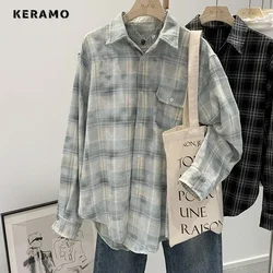 2024 Spring New Fashion Loose Long Sleeve Single Breasted Shirt Women's Plaid Design Turn-Down Collar Casual Chic Blouse Tops