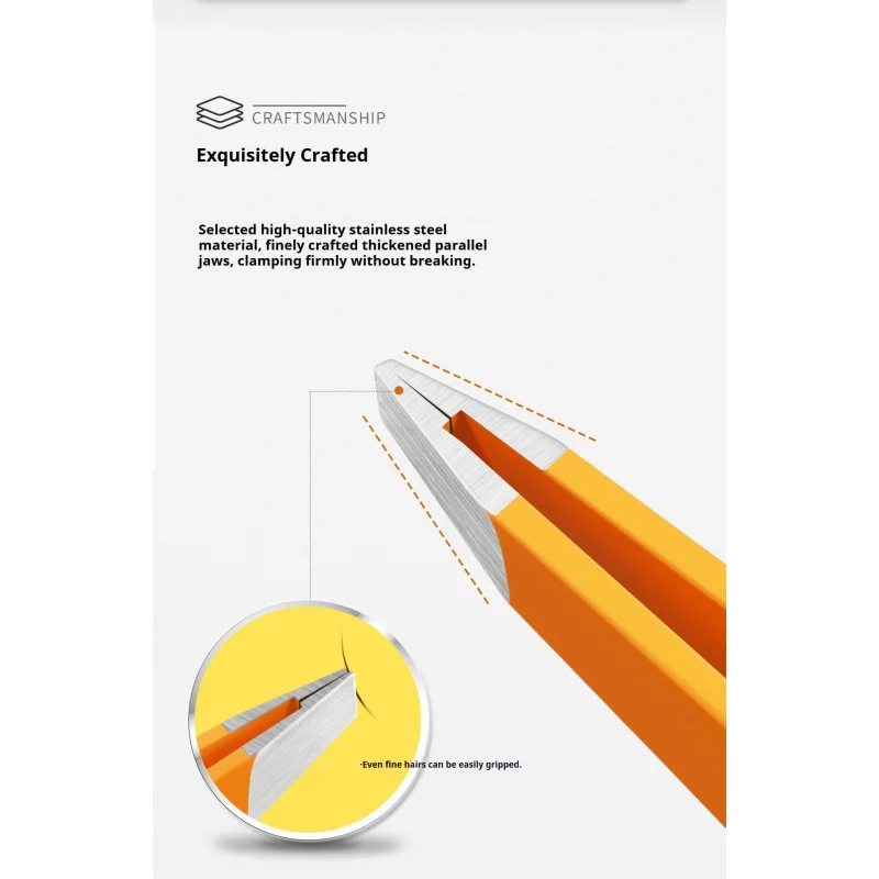 Pinça de remoção de pêlos de sobrancelha especializada, pinça de aço inoxidável com ponta inclinada de alta precisão para homens e mulheres