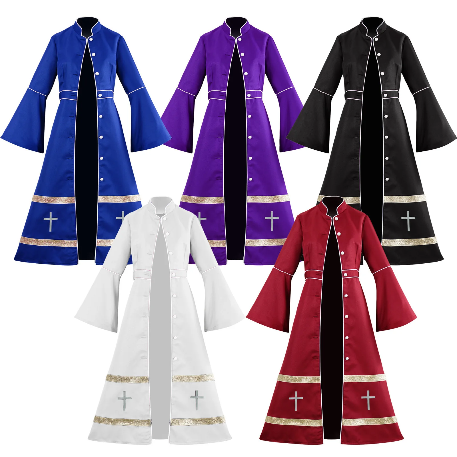

New Style Priest's Clothing Women's Priest's Robe Performance Costume Stage Costume One-piece Coat Robe