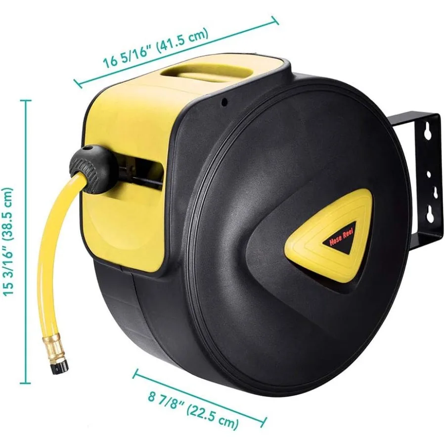 ม้วนเก็บสายลมอัตโนมัติแบบยืดหดได้ 65'x3 8 นิ้ว ติดผนัง สำหรับโรงงานอุตสาหกรรมและโรงรถ พร้อมระบบม้วนเก็บอัตโนมัติ