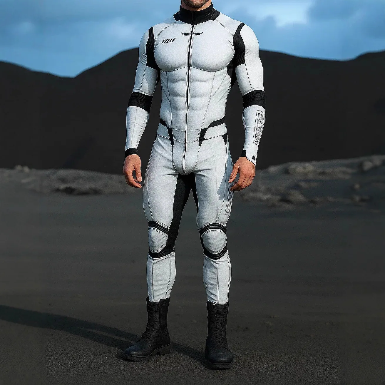 

Men Halloween Cyber Punk Jumpsuit Adults Mechanical Cosplay Perfermence Bodysuit Carnival Party 3D Print Cycling Zentai