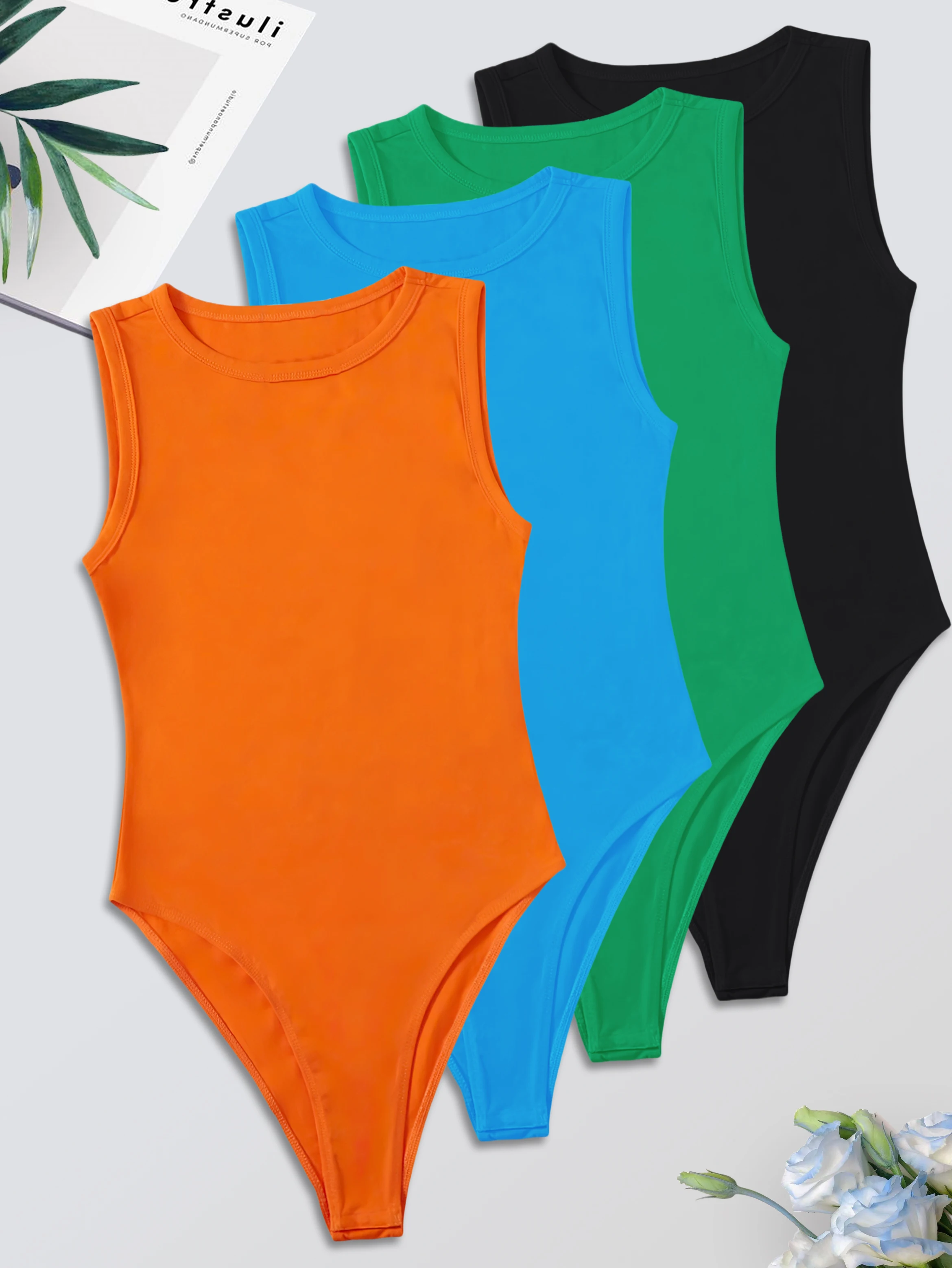 

New women's fashionable casual fitted multi-purpose solid-color women's tops set of four pieces