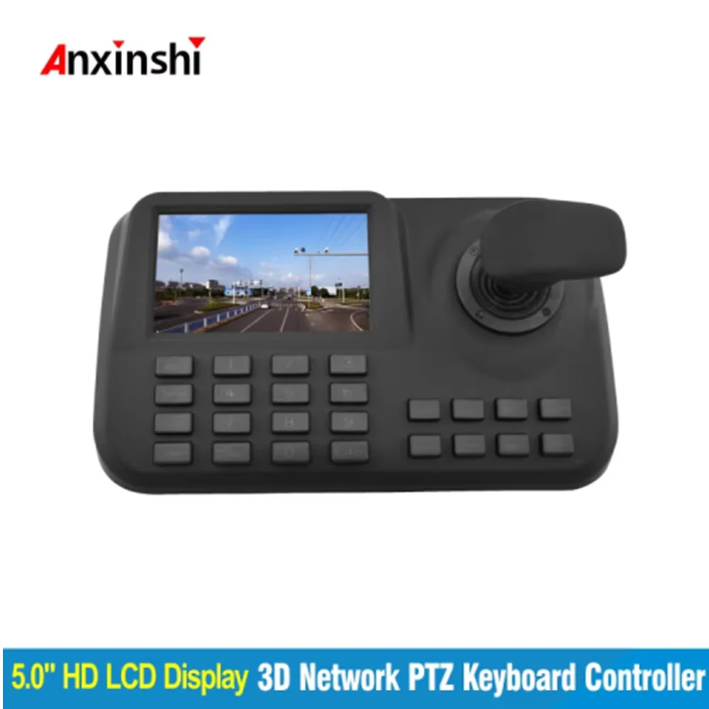 

Anxinshi 5 inch LCD Color Display PTZ IP Camera Controller ONVIF Network 3D Joystick Keyboard Plug and Play USB & HDMI Output