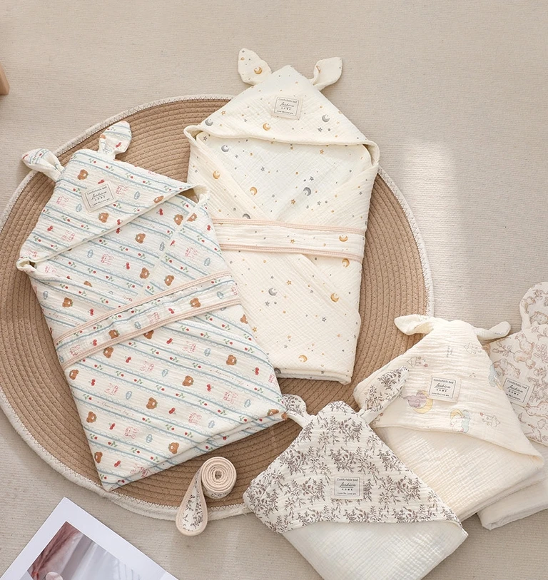 

Муслиновые детские пеленальные одеяла для новорожденных, летнее детское одеяло с капюшоном, хлопковое коконное одеяло для младенцев, детское пеленальное одеяло, предметы