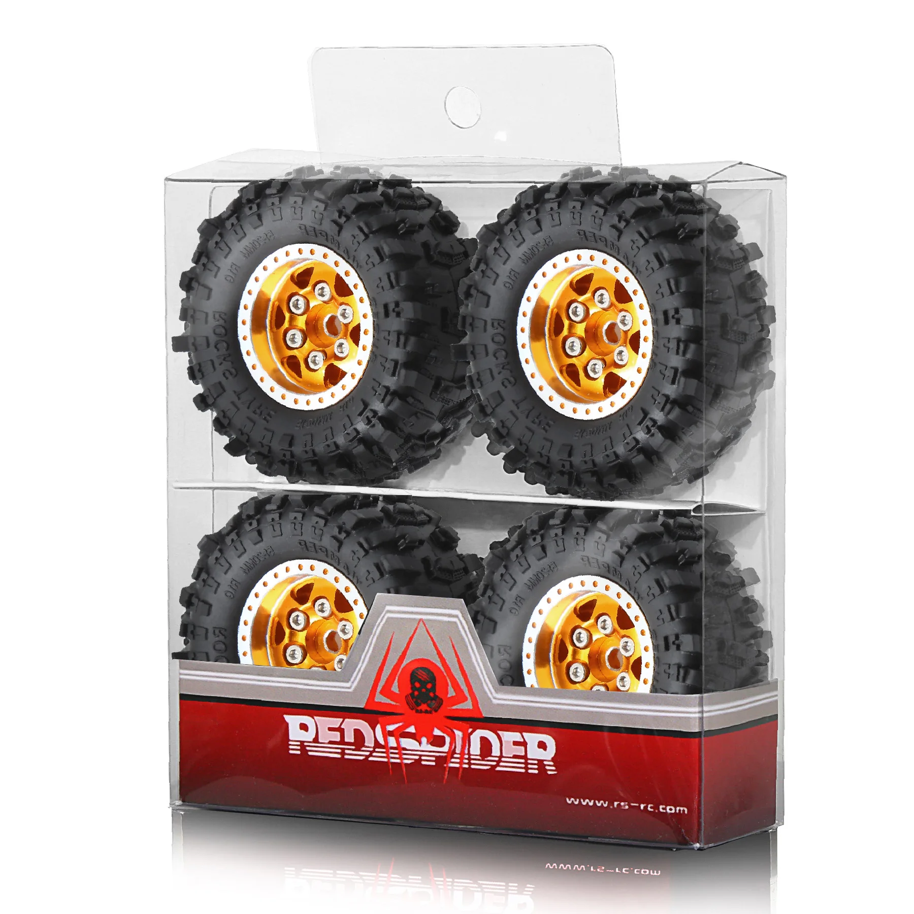 1.0 Crawler Tires (4pcs) Rubber Mud Terrain Tires with Foam Insert for 1/24 RC Crawler FMS FCX24M Tires