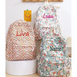 Customized Name For High School Student Versatile Backpack With Personalized Flower And Large Capacity Backpack For Girls