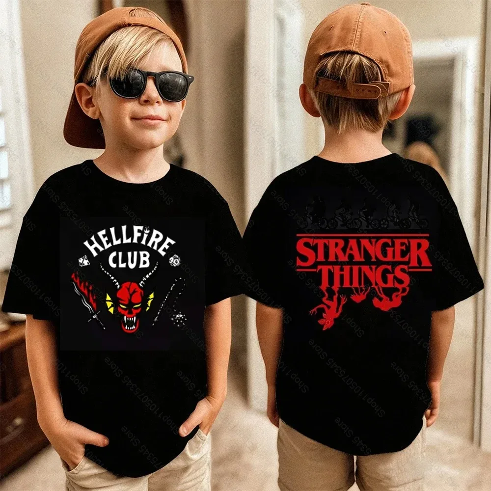 Camiseta Stranger Things Hellfire Club para niños y niñas, camisetas de manga corta de algodón, temporada 4, Eddie Munson, ropa de verano para Cosplay