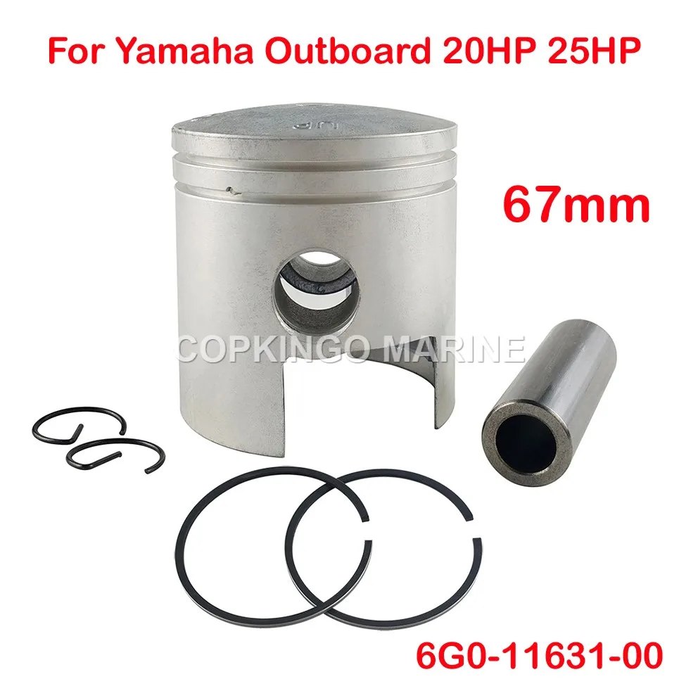 Boat Piston Kit Std With Piston Ring 6G0-11631-00 For Yamaha Outboard 20HP 25HP 67mm