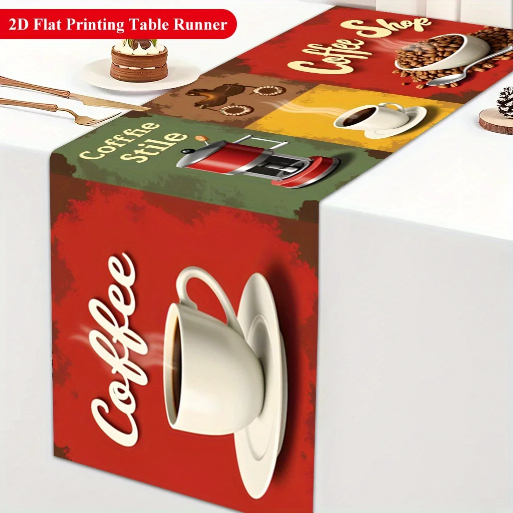1 Piece of Multi-Style Coffee Display Table Runner, Suitable for Farmhouse, Indoor, Kitchen, Celebrations, Table Decoration, Restaurant and Banquet Decoration Supplies