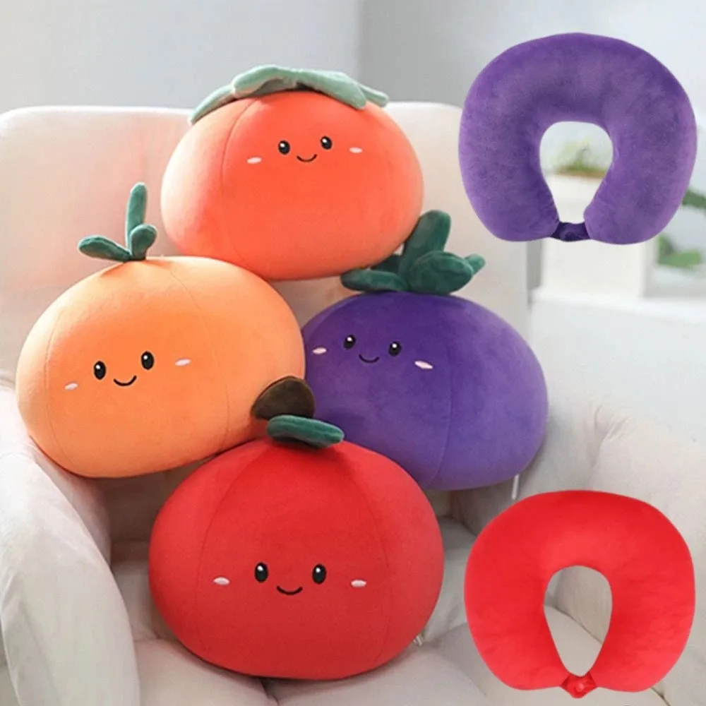 

2 in 1 U-shaped Pillow Cartoon Soft Cute Fruit Neck Pillow Breathable Ergonomic Fruits Deformation Pillow Outdoor Activities