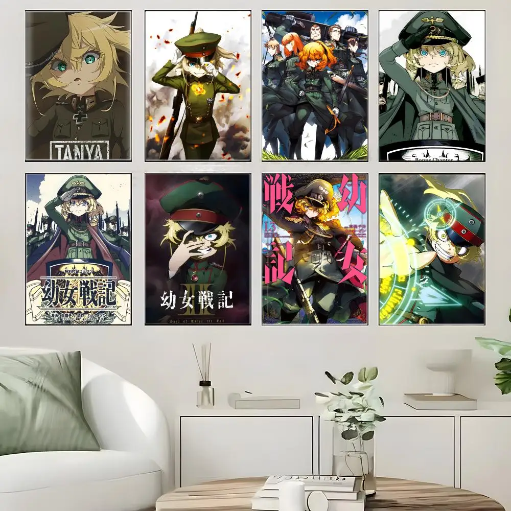 Mage War Anime Y-Youjo Senki Poster  Self-adhesive Art Waterproof Paper Sticker Coffee House Bar Room Wall Decor