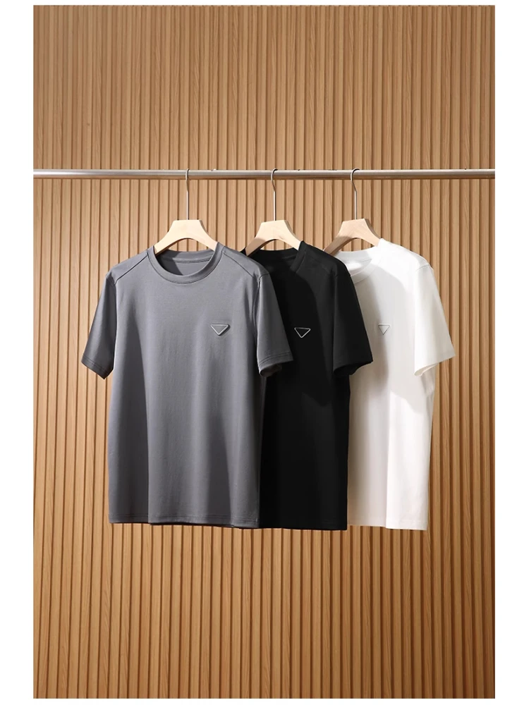 

Double-Sided Silk-Luster Cotton ort-Sve Men's Base Layer T-irt Faionable Urban Sle Stand Fit Youth Summer