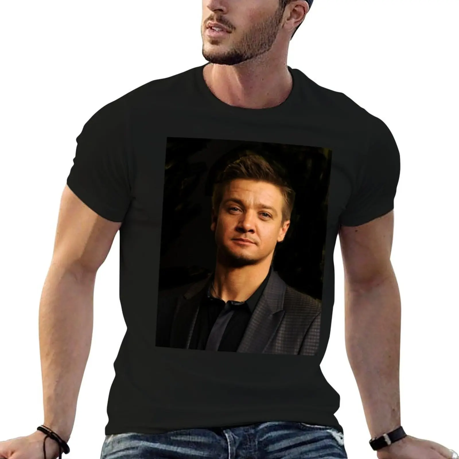 Jeremy Renner T-Shirt Basic Short Sleeve T-Shirt for Men