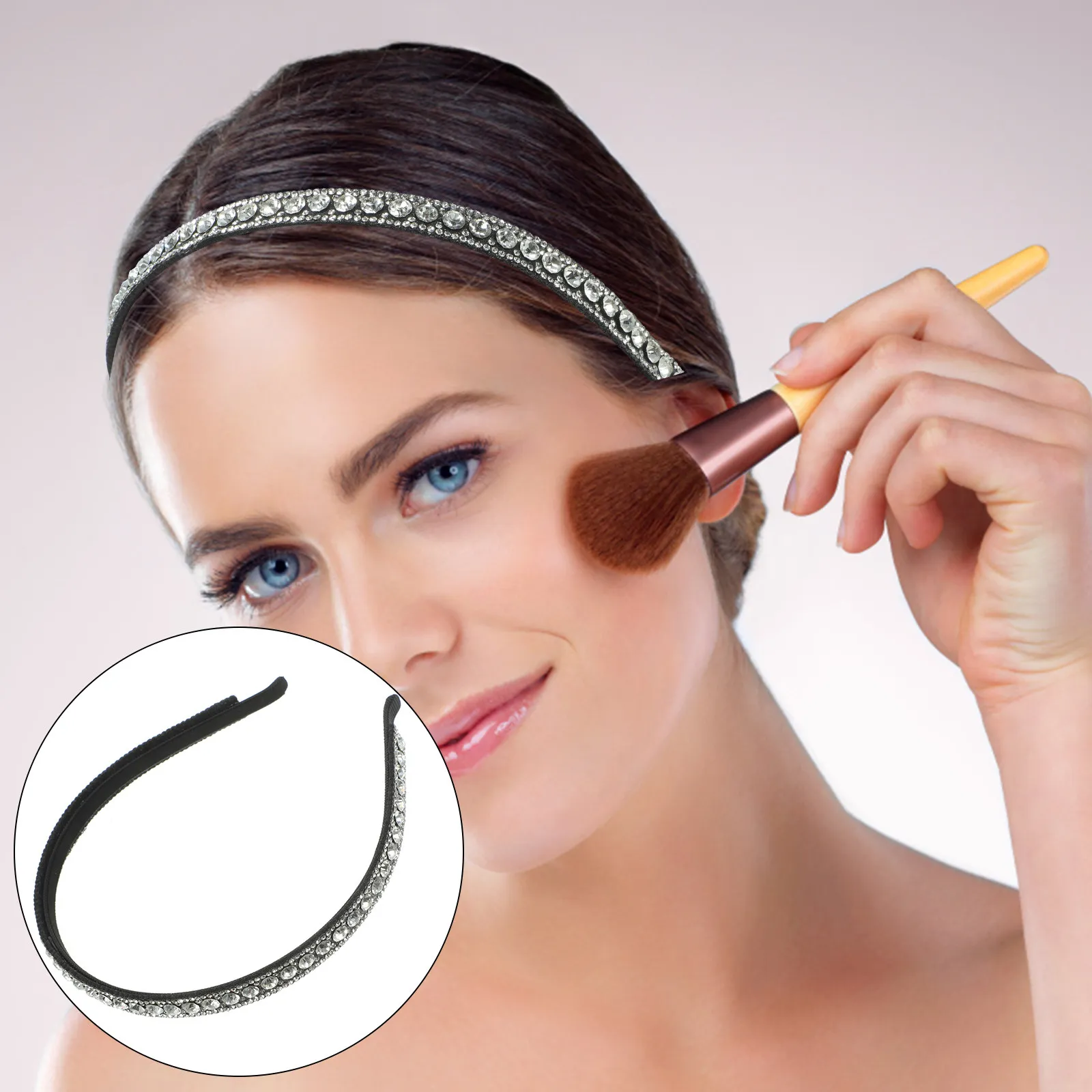 Anti-Slip Headbands for Women Workout Rhinestone Hair Band with Teeth for Face Washing Makeup Exercise Curly Short Hair Beach