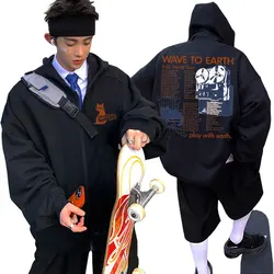 Wave To Earth Cat 0.03 World Tour Zipper Hoodie Men Women Korean Fashion Zip Up Jacket Men's Fleece Oversized Zip Up Sweatshirt