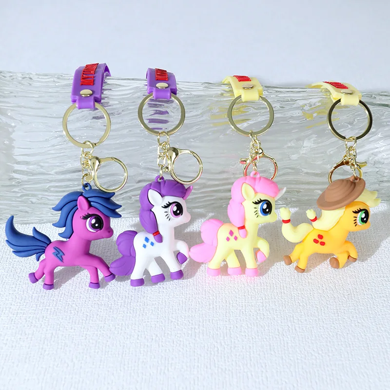 Cartoon My Little Pony：friendship Is Magic Keychain Cute Color Horse Unicorn  Keyring Car Bags Pendant For Girl Christmas Gifts