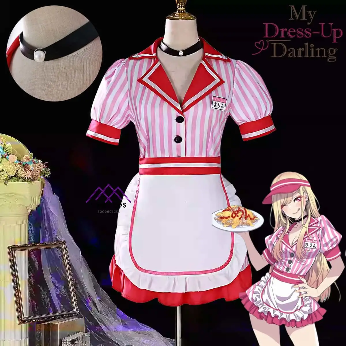 

Anime My Dress-Up Darling Cosplay Costume Anime Kitagawa Marin Role Playing Maid Cute Pink Dress Outfit for Women ComicCon Party