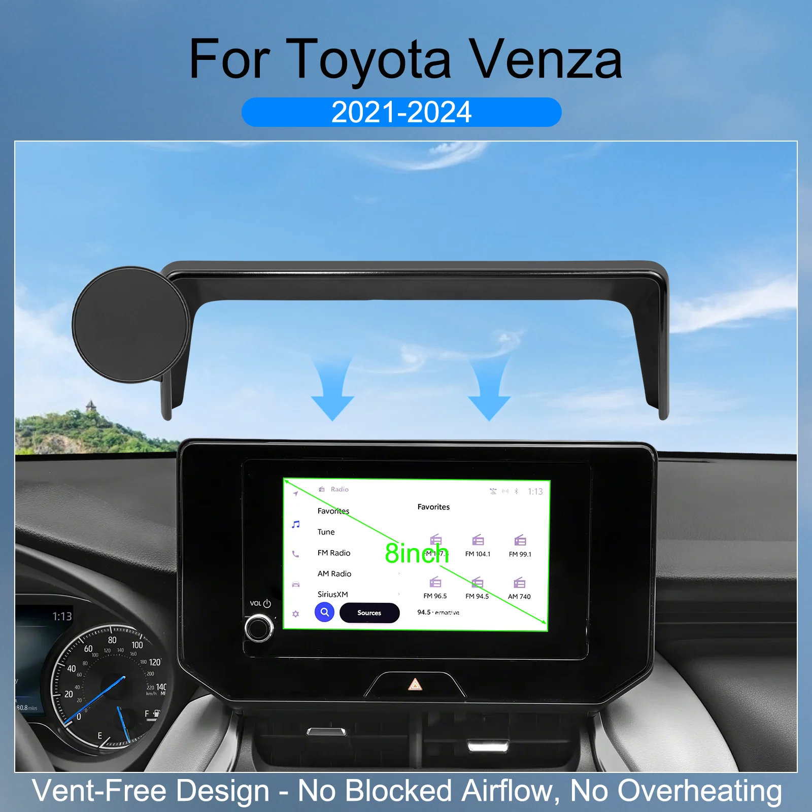 

Автомобильный магнитный держатель телефона для Toyota Venza 2021-2024 аксессуары 8-дюймовый фиксированный зажим для экрана 360 ° Поворотный кронштейн экрана навигации