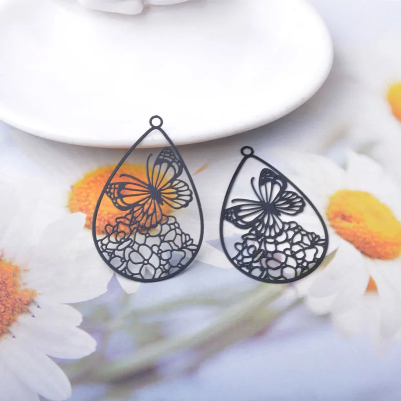 20 Stück AB7870 Messing-Schmuckanhänger, hellgoldene Schmetterlinge, bunte Schmetterlinge, Anhänger für DIY-Ohrringe und Halsketten für Damen – Detail 6