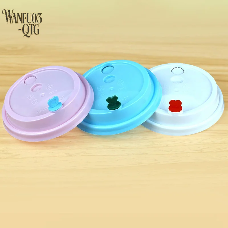 New Disposable Coffee Cup Lids Stoppers Injection Caps Heart-Shaped Circle Plug Takeaway Packing Milk Tea Cups Leak Proof Plug