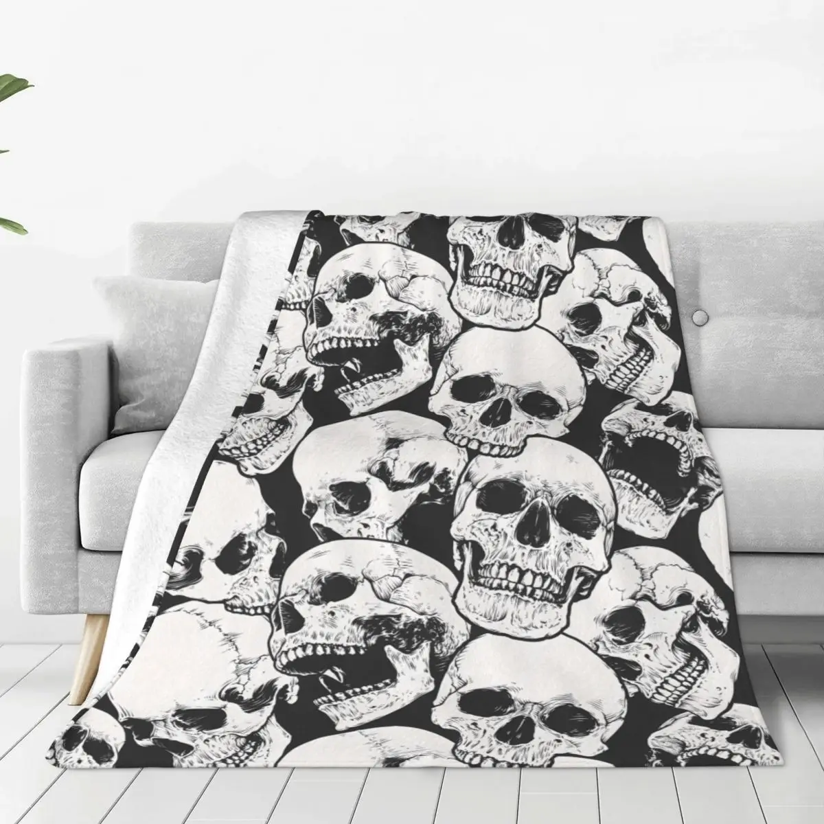 Engraved Skulls Premium Flannel Blanket Soft Warm Throw Blankets For Chair Sofa Bed Travel Bedspread Sofas Cover Tapestry