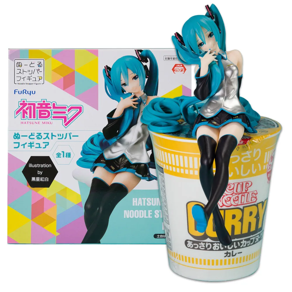 17CM Anime Hatsune Miku Figure Noodle Stopper Figure Sitting Model Toy Gift Collection Desktop Ornament Computer Case Doll PVC