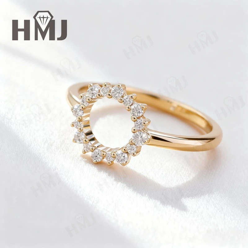 

Кольцо HMJ с выращенным в лаборатории бриллиантом, золото 18 карат, 14 карат, 10 карат, серебряное кольцо, ореол с подсолнухом ​ украшения для мужчин и женщин No Fade Dazzling Fire Vintage