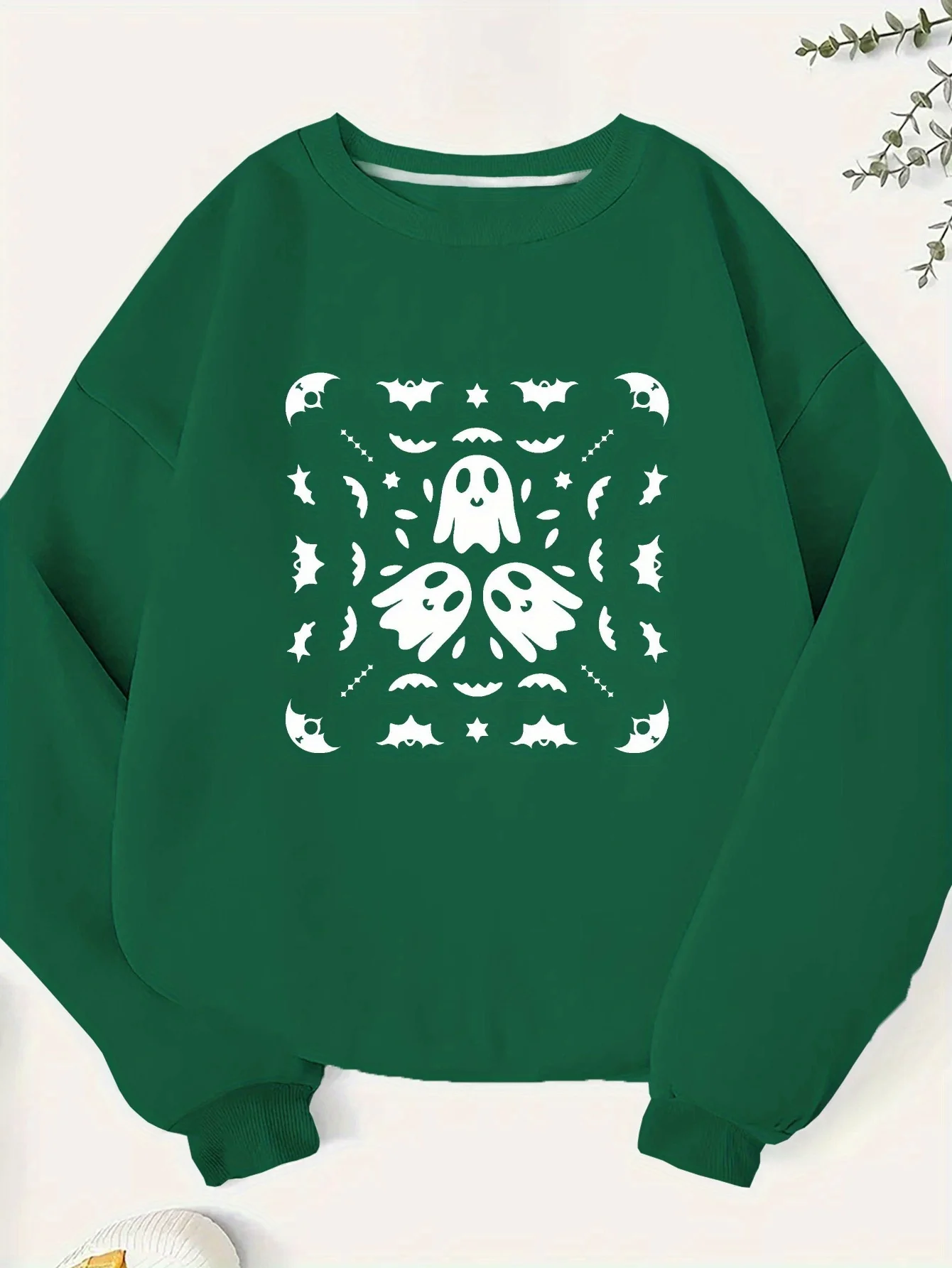 Women's Sweatshirt Halloween-Scary Ghosts Design,bats and Pumpkins Comfortable for Autumn/winter, Machine Washable