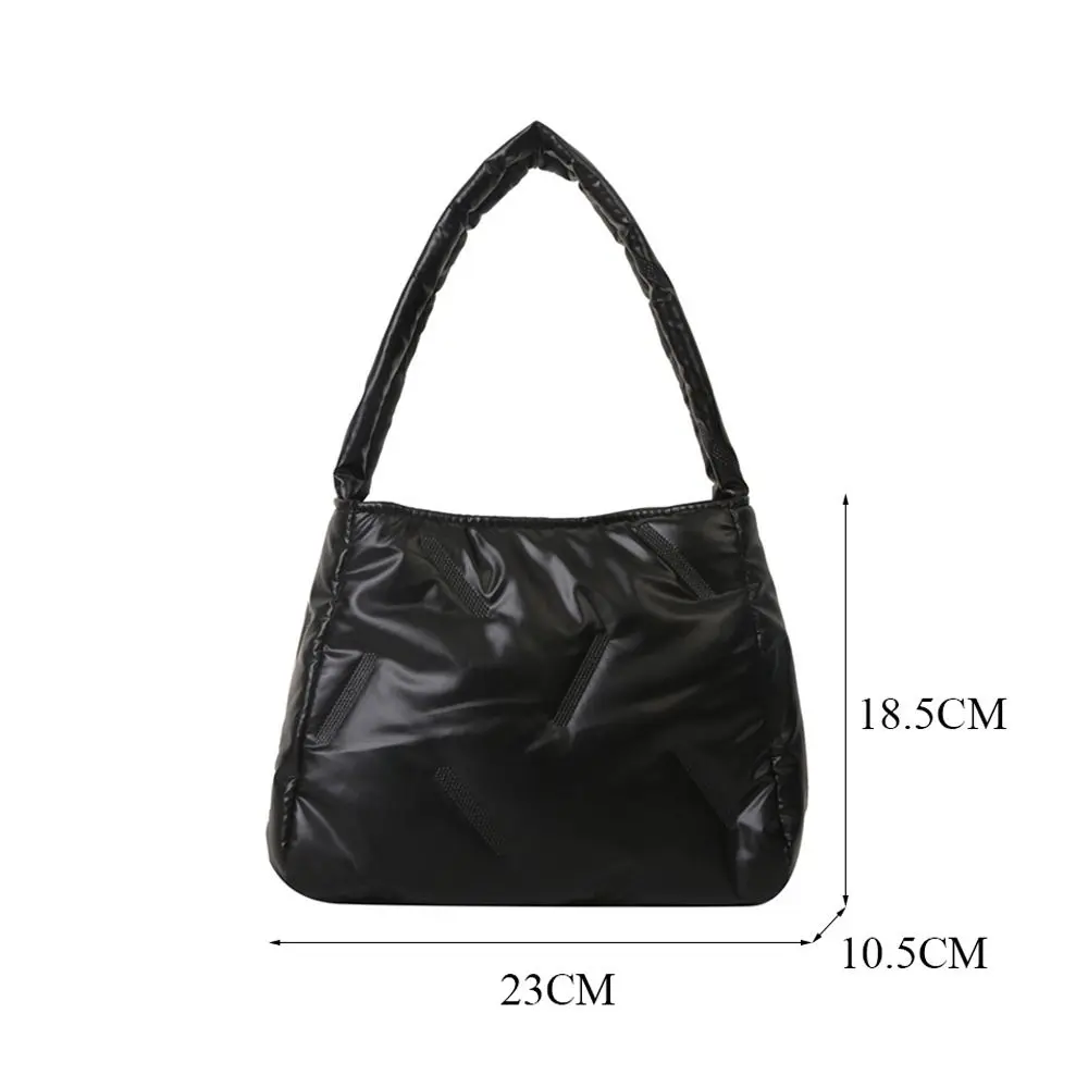 Women Large Capacity Cotton Padded Shoulder Bag Solid Color Handbags Casual Tote Bags For Girls Fashion Handle Bag