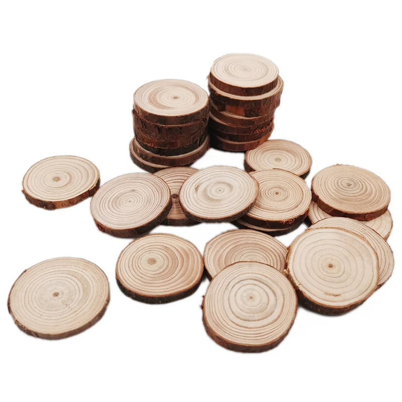 20 قطعة 3-4 سنتيمتر شرائح الخشب الطبيعي لم تنته الخشب الحرفية عدة DIY بها بنفسك الاطفال الفنون والحرف عيد الميلاد الحلي ريفي الزفاف ديكور #2