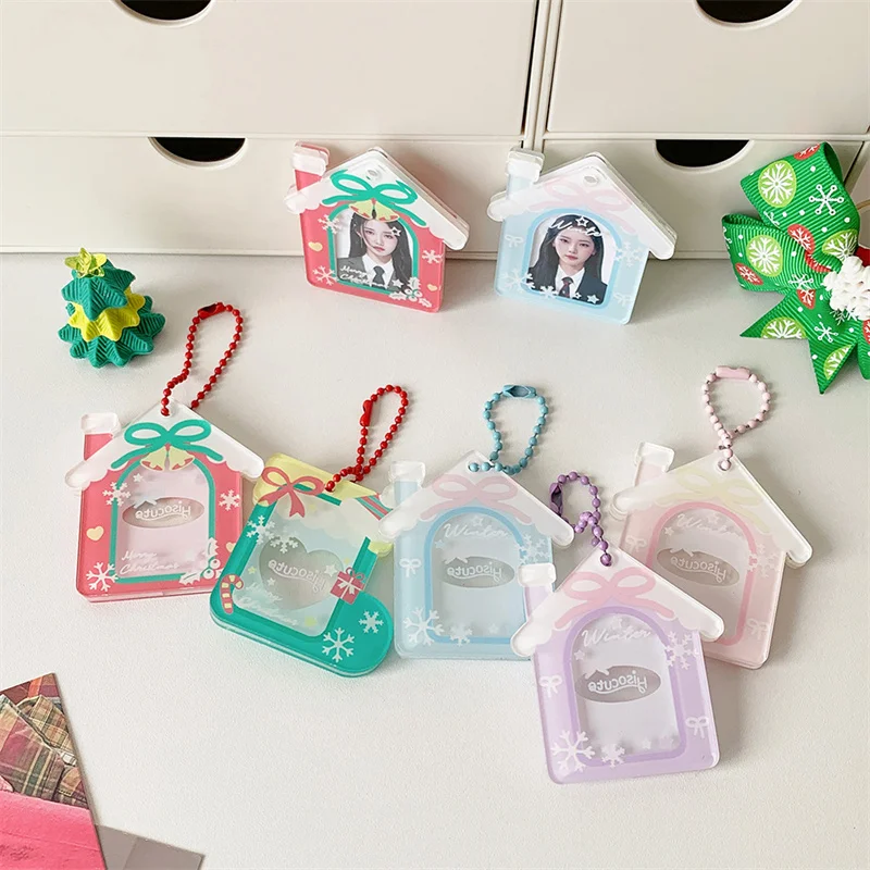 KPOP Christmas Cartoon Decorative Small Pendant Can Be Put Photo Keychain Frame Pendant Postcard Organizer Card Holder