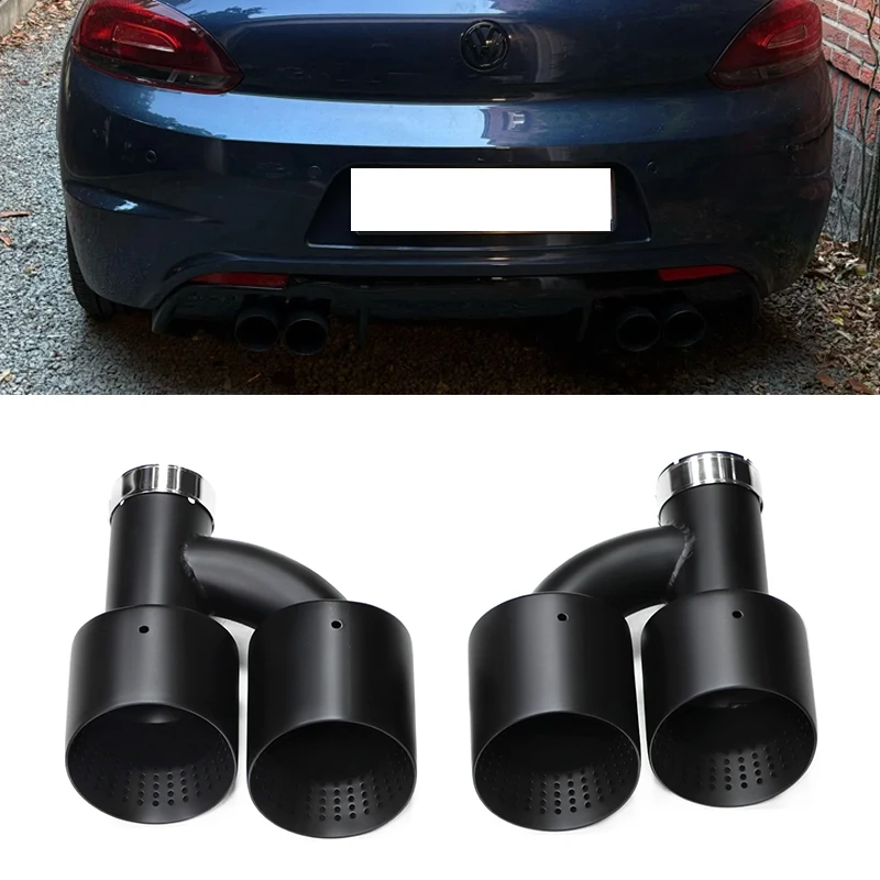 1 Pair Quad Matte Stainless Steel Car Muffler Tip Exhaust Tip System Pipe Universal Exhaust Tip 60MM 63mm For GTI MK7 Golf7