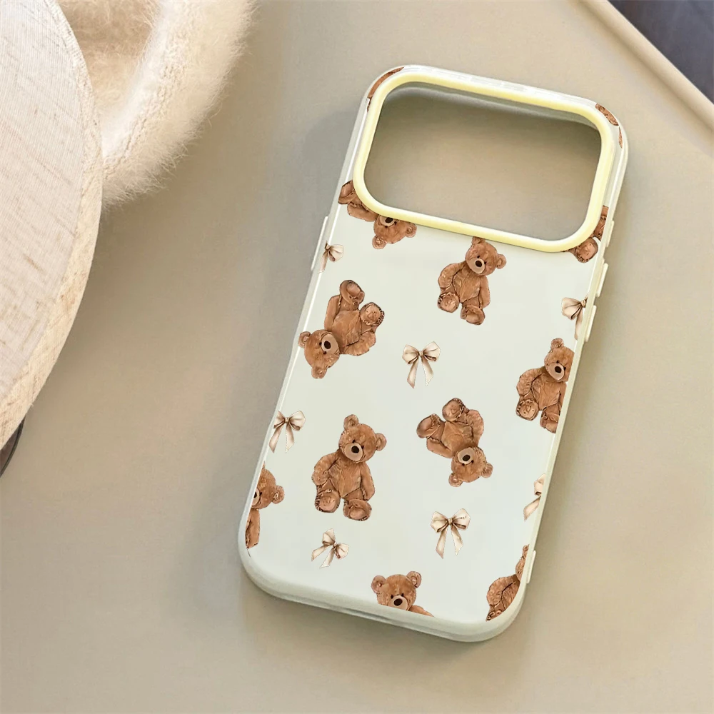 Teddy Bear Bow Phone Case For Samsung Galaxy A57 A56 A26 A17 A37 A07 A16 A27 5G S26 S25 S24 Ultra Plus SIlicone TPU Soft Cover