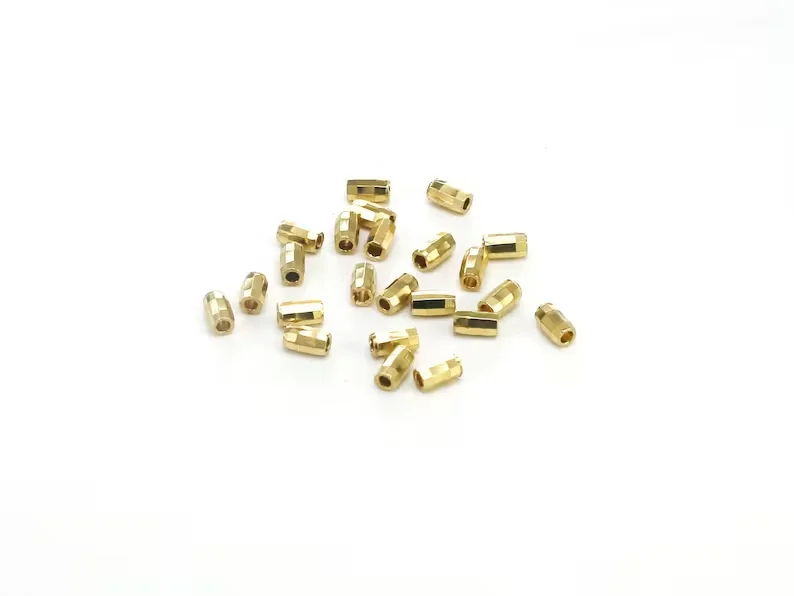 50pcs Faceted Tube Brass Beads, Brass Slider Tubes, 5x3mm, Raw Brass Spacer Beads, DIY Beading Supplies, Jewelry Making - R129