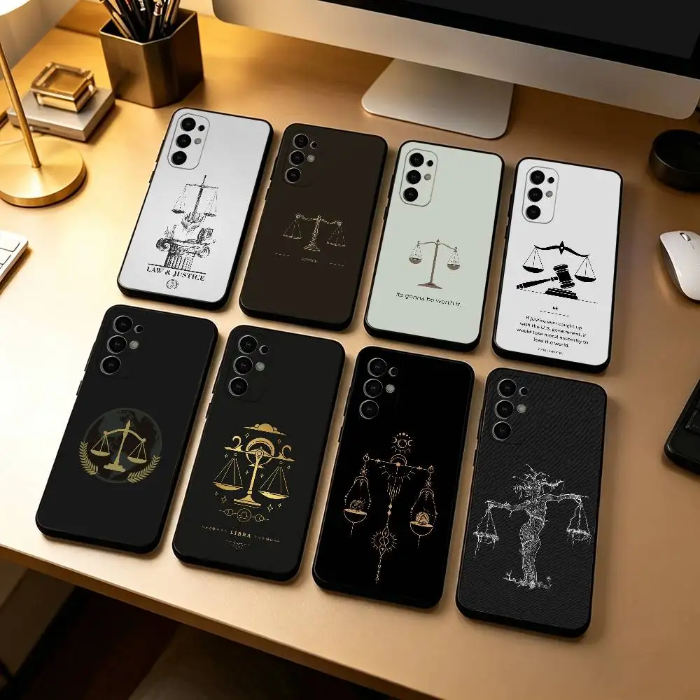 Coque de téléphone en silicone souple noire pour Samsung S25, S24, S21, S22, S23, S30, Ultra, S20, Plus, Fe, motif Art (Légalité, Avocat, Juge, Justice)