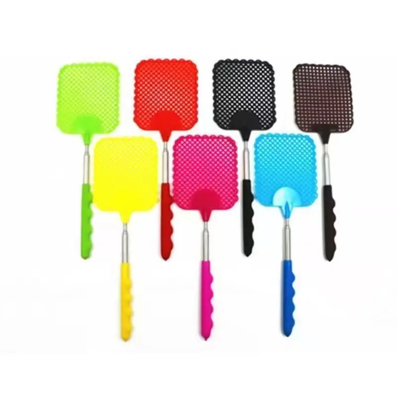 Retractable fly swatter new plastic lengthened iron reinforced manual household mosquito fly killer