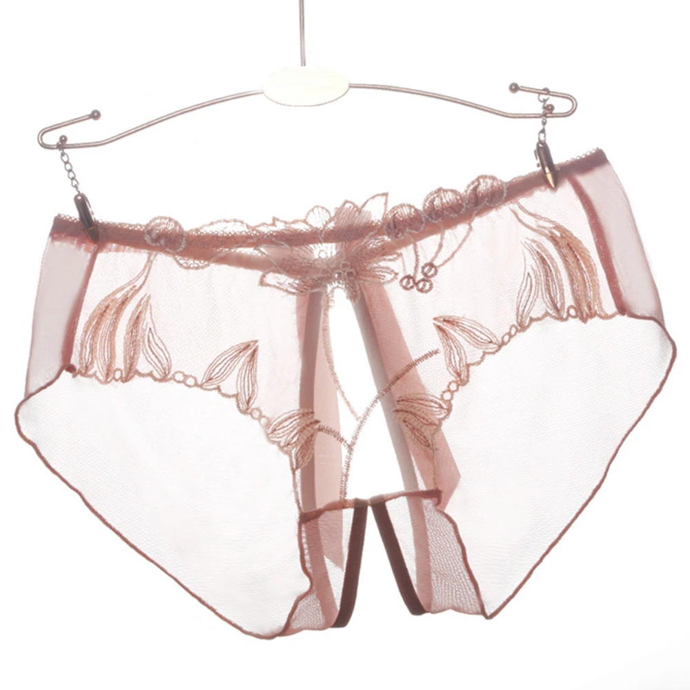 

Модное вышитое женское белье: прозрачные трусики с цветочным узором и открытой промежностью, сексуальные женские трусики-стринги