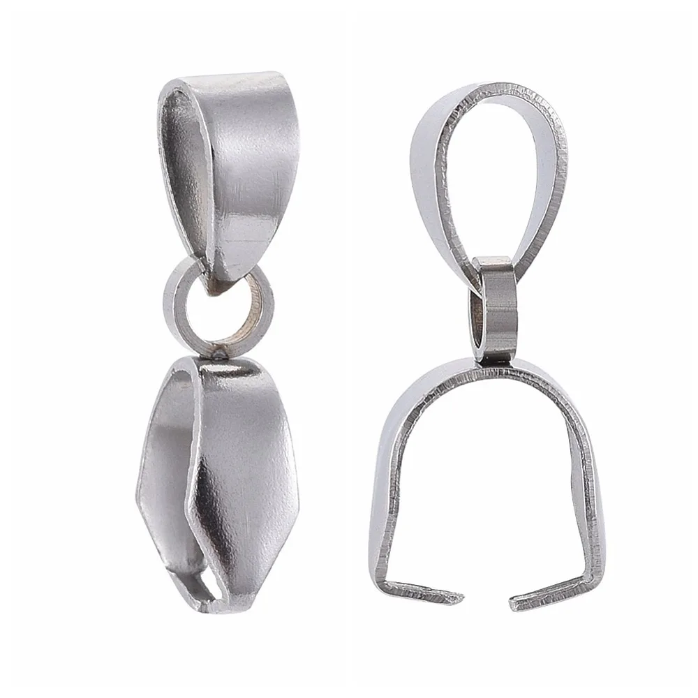 

100pcs Tarnish Resistant 304 Stainless Steel Ice Pick Pinch Bails Pinch Bail: 12x9x4mm Hole: 3mm