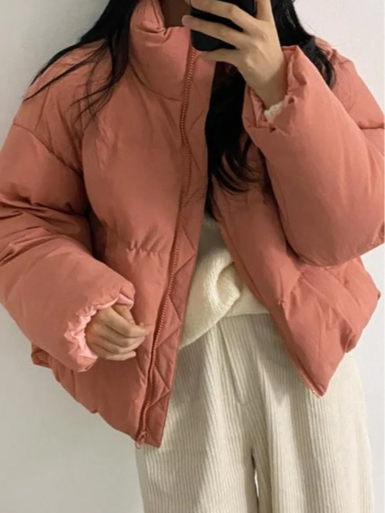 ريترو طوق اليد مبطن القطن الدفء ort Jaet المرأة فضفاض الخبز Sle لشتاء 2025 جديد وصول فام Faion