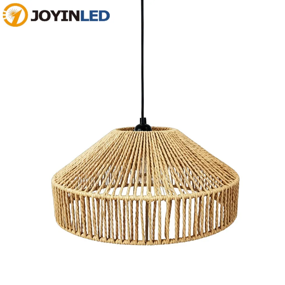 JOYINLED الحديثة LED الثريات 30 سنتيمتر المنسوجة الطبيعية غرفة المعيشة الطعام ثريا تركب بالسقف E27 عاكس الضوء للديكور المنزل 30 سنتيمتر #1
