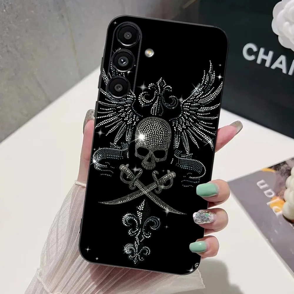 Gothic Cross Skull Y2K Phone Case For Samsung S24,S21,S22,S23,S30,Ultra,S20,Plus,Fe,Lite,Note,10,9,5G Black Soft Cover