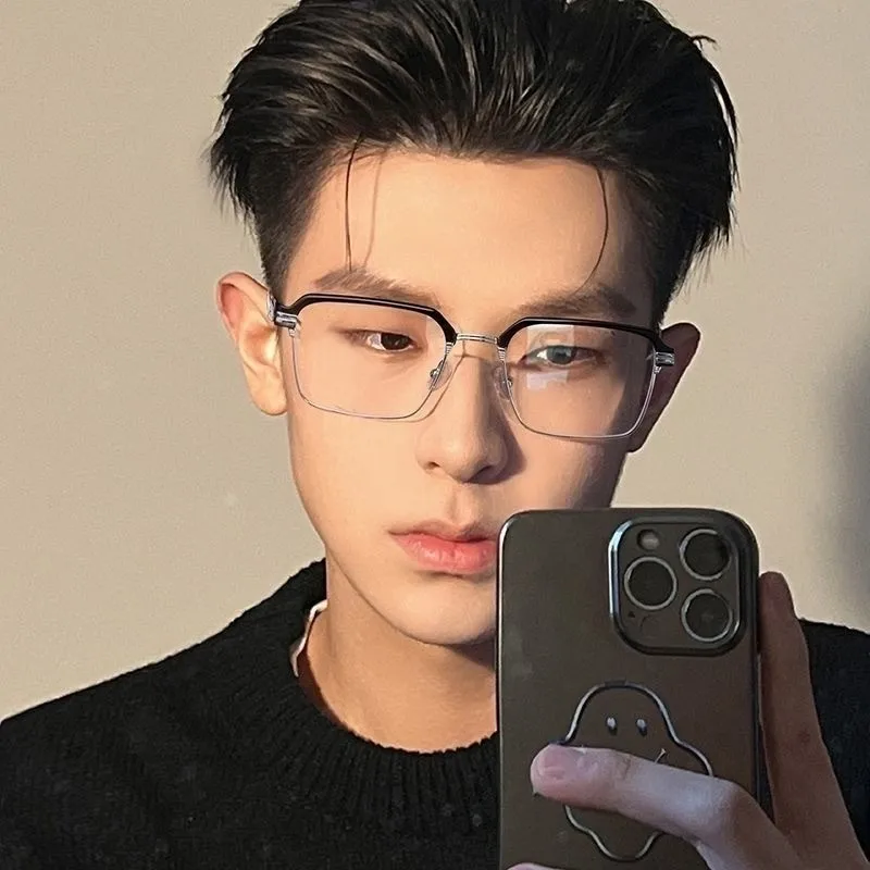 1 Stück neue modische Lesebrille mit Stärke 100–400, halbrandiger Metallrahmen, Unisex, lässig und perfektes Geschenk